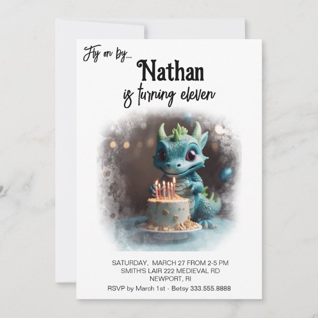 Invitation *~* PHOTO heureux AP88 Baby Dragon fête d'annivers (Devant)