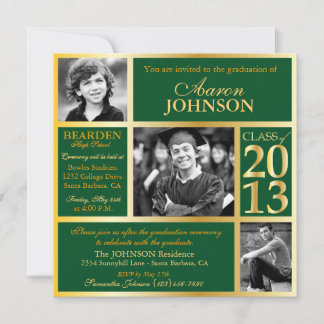 Invitation photo Hunter Green et Gold H