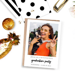 Invitation Photo instantanée Vertical White 2 Graduation Part
