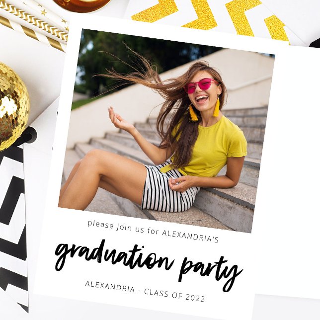 Invitation Photo instantanée White 2 Graduation Party (Créateur téléchargé)