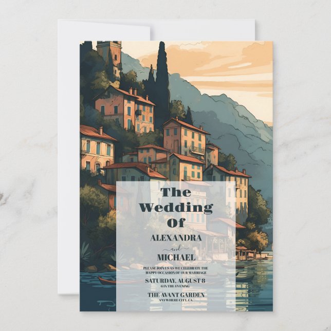 Invitation Photo Italie Lac de Côme Destination Mariage (Devant)