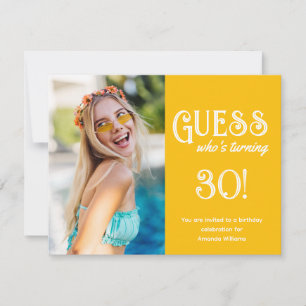 Invitation Photo Jaune minimaliste 30e anniversaire Invitatio