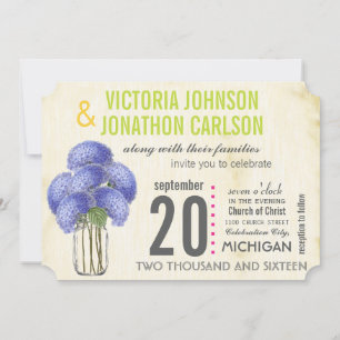 Invitation Photo Lavender Lime Hydrangea Mason Jar Mariage