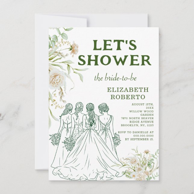 Invitation Photo Let's Shower Elizabeth Pampas Fête des marié (Devant)