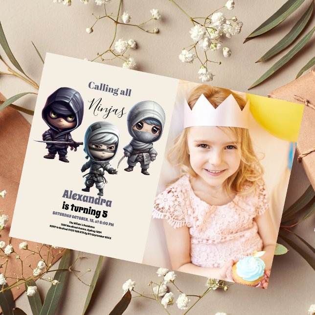 Invitation Photo Little Ninja Anniversaire de enfant guerrier (Créateur téléchargé)