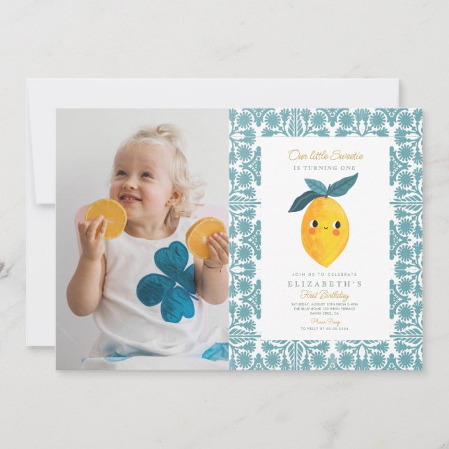 Invitation Photo Little Sweetie Lemon 1er anniversaire (Devant)