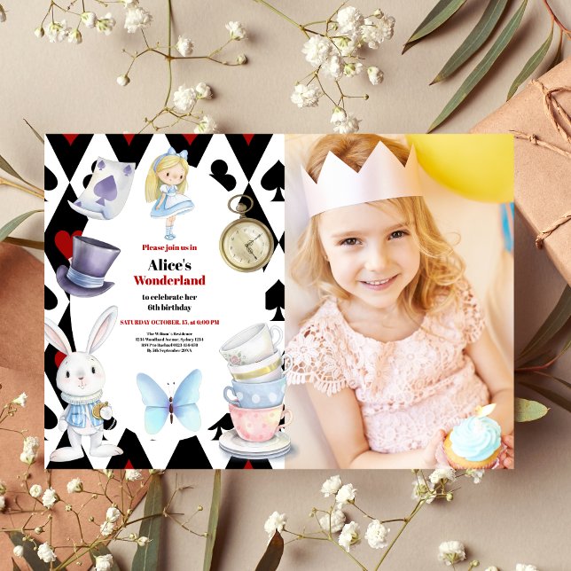 Invitation Photo Magique Alice au pays des merveilles Anniver (Créateur téléchargé)