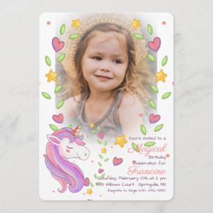 Invitation photo magique Unicorn