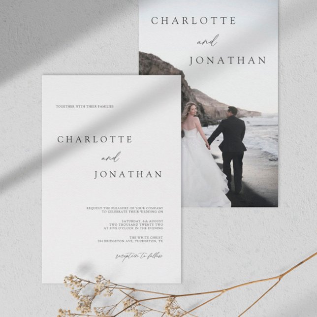 Invitation Photo manuscrite moderne élégante Mariage classiqu (Créateur téléchargé)