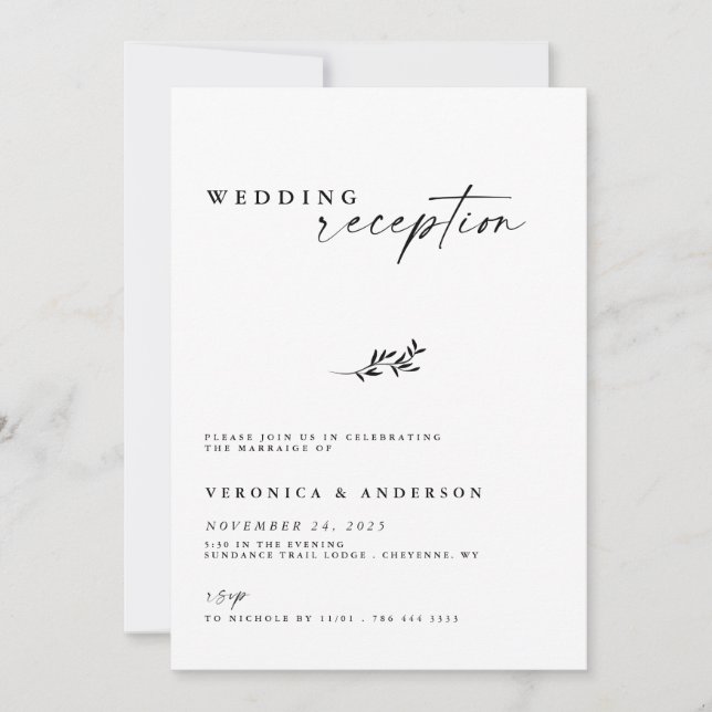 Invitation photo Mariage de la réception d'aménage (Devant)