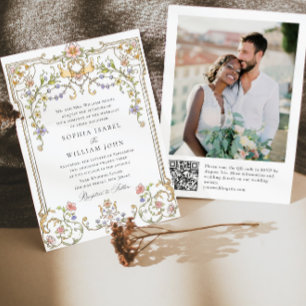 Invitation Photo Mariage de l'Ornat victorien Grace Floral Fr
