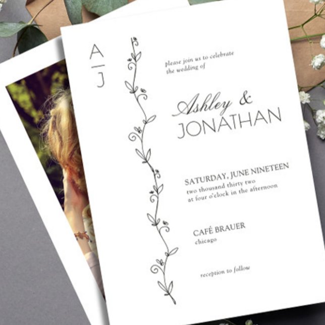 Invitation Photo Mariage du diviseur botanique moderne (Créateur téléchargé)