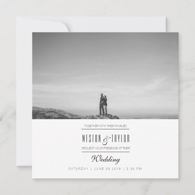 Invitation photo Mariage moderne et minimal (Devant)
