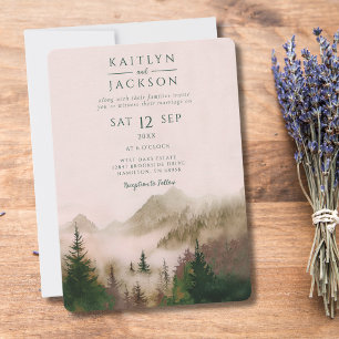 Invitation Photo Mariage Montagne Aquarelle Rustique