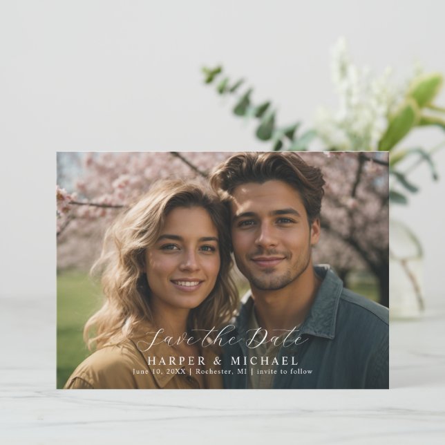 Invitation Photo mariage organisée enregistrer la date (Debout devant)