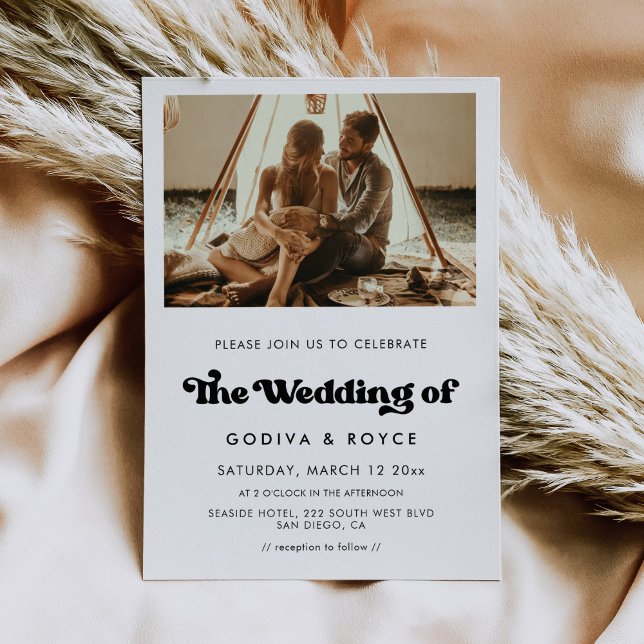 Invitation Photo mariage rétro élégante (Créateur téléchargé)