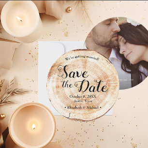 Invitation Photo Mariage rustique Wood Grain Enregistrer la d