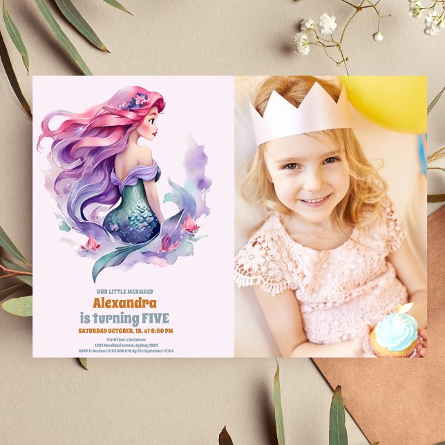 Invitation Photo Mermaid Anniversaire Sous Le Sea Party (Créateur téléchargé)