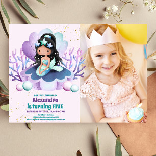Invitation Photo Mermaid Magique fête d'anniversaire