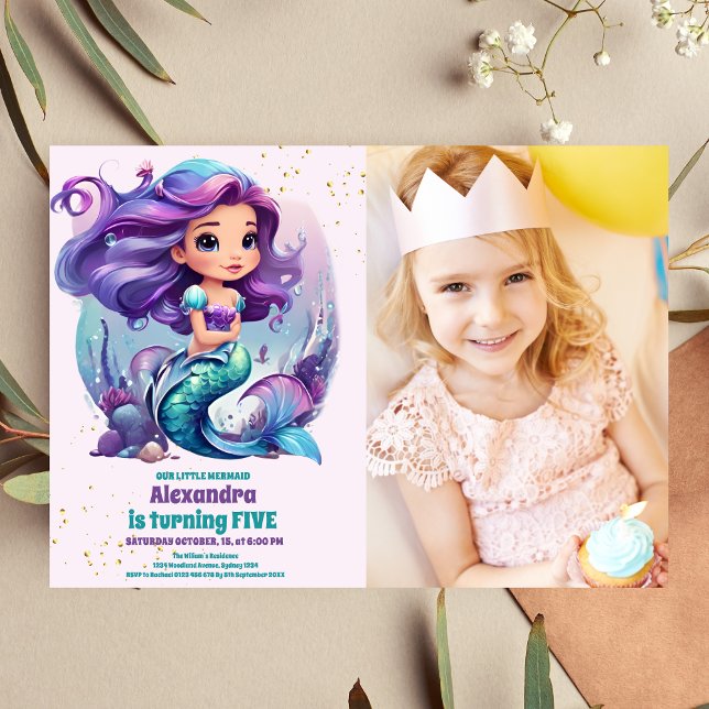 Invitation Photo Mermaid Magique fête d'anniversaire (Créateur téléchargé)