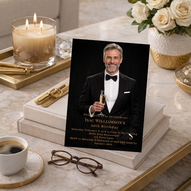 Invitation Photo milestone gold birthday (Créateur téléchargé)