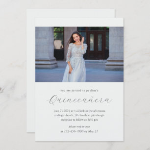 Invitation Photo Minimal Blue Quinceañera