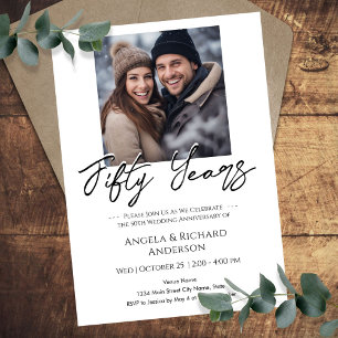 Invitation Photo minimaliste 50e anniversaire