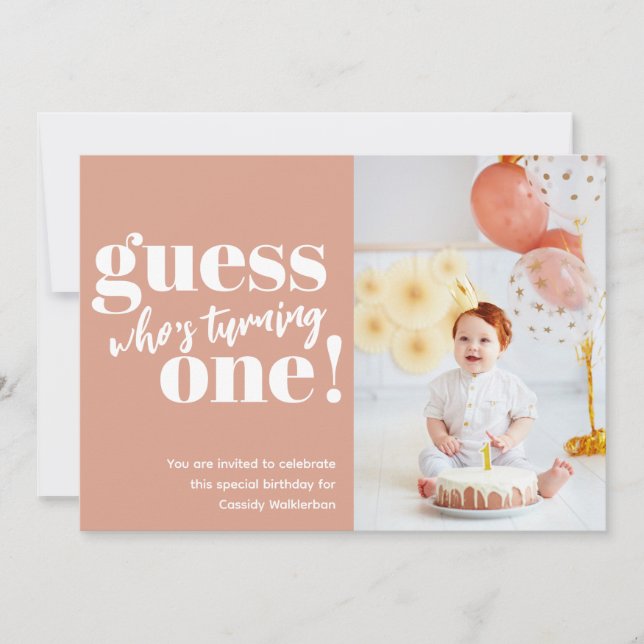 Invitation Photo minimaliste Bébé 1er anniversaire (Devant)