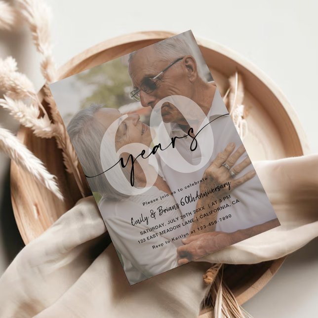 Invitation Photo minimaliste du 60e anniversaire du Mariage (Créateur téléchargé)