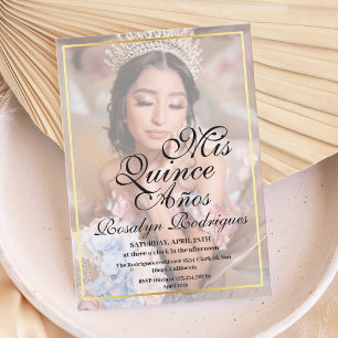Invitation Photo minimaliste élégante Quinceanera Gold Invita