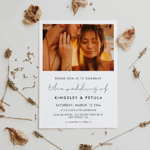 Invitation Photo minimaliste manuscrite mariage
