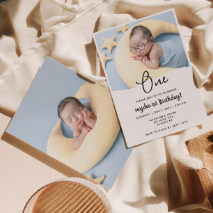 Invitation Photo minimaliste moderne 1er anniversaire