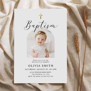 Invitation Photo minimaliste moderne Baptême
