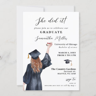 Invitation Photo Minimaliste Moderne Elle L'A Fait Diplôme