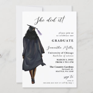 Invitation Photo Minimaliste Moderne Elle L'A Fait Diplôme
