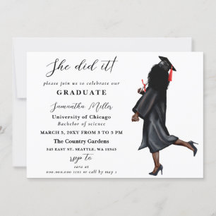 Invitation Photo Minimaliste Moderne Elle L'A Fait Diplôme