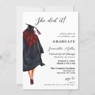 Invitation Photo Minimaliste Moderne Elle L'A Fait Diplôme