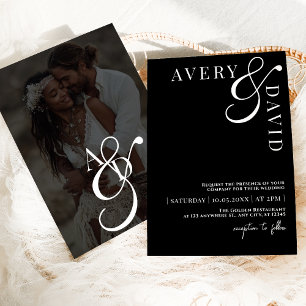 Invitation Photo minimaliste moderne Mariage noir
