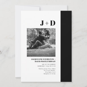 Invitation Photo Minimaliste Moderne Mariage noir et blanc