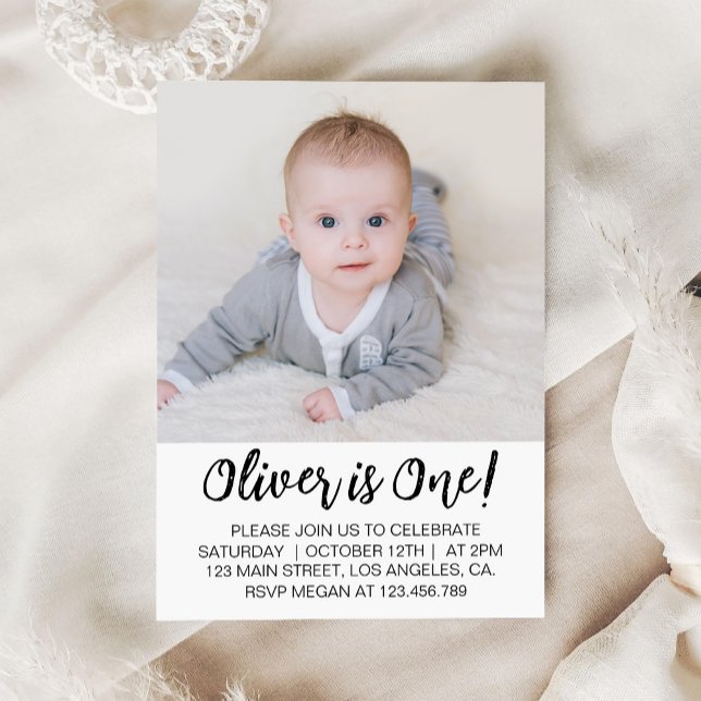 Invitation photo minimaliste pour garçon d'anniver (Créateur téléchargé)