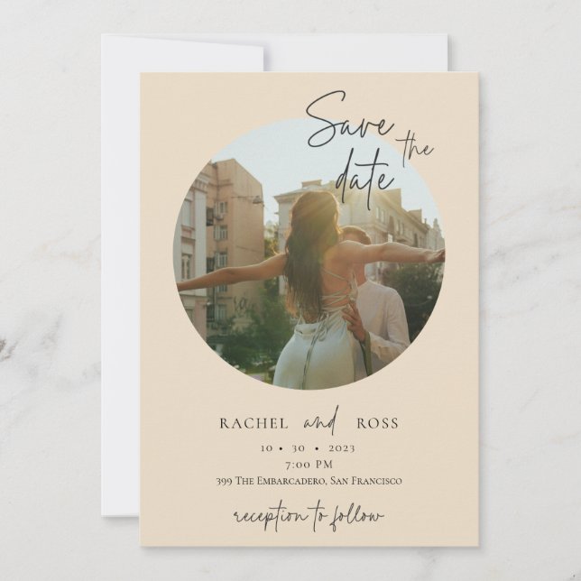 Invitation Photo minimaliste simple | Mariage beige (Devant)