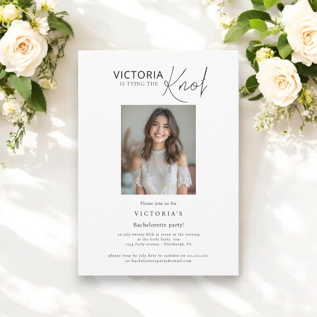 Invitation Photo minime je dingue la bachelorette de noeud (Créateur téléchargé)