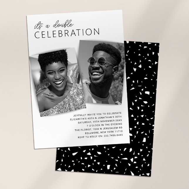 Invitation Photo mixte moderne Double fête d'anniversaire (Créateur téléchargé)