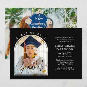 Invitation Photo Modern Arch Graduate Script Graduate Party