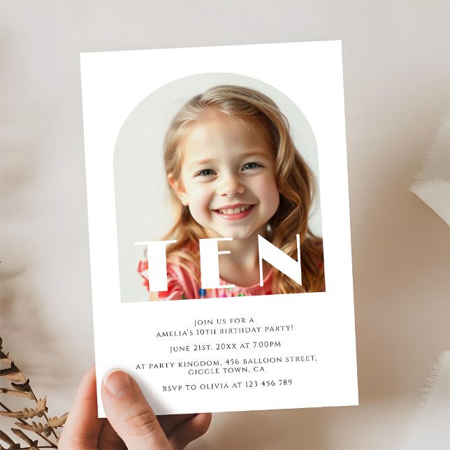 Invitation Photo moderne 10e anniversaire Elegant Arch (Créateur téléchargé)