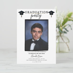 Invitation Photo moderne Black Frame Trendy Graduation Party