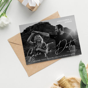 Invitation Photo moderne chic BW Date Enregistrer la date Bla