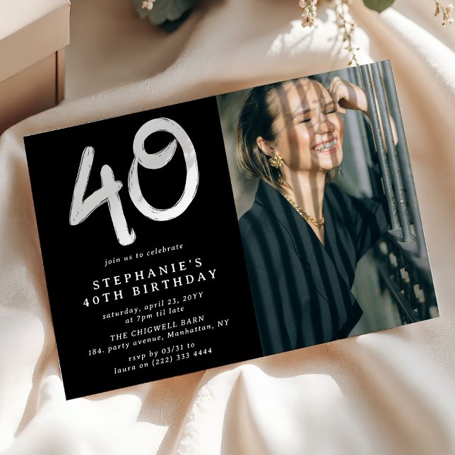 Invitation Photo moderne de la fête du 40e anniversaire (Créateur téléchargé)