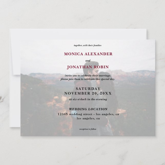 Invitation Photo Moderne de Mariage Bordeaux - Horizontal (Devant)