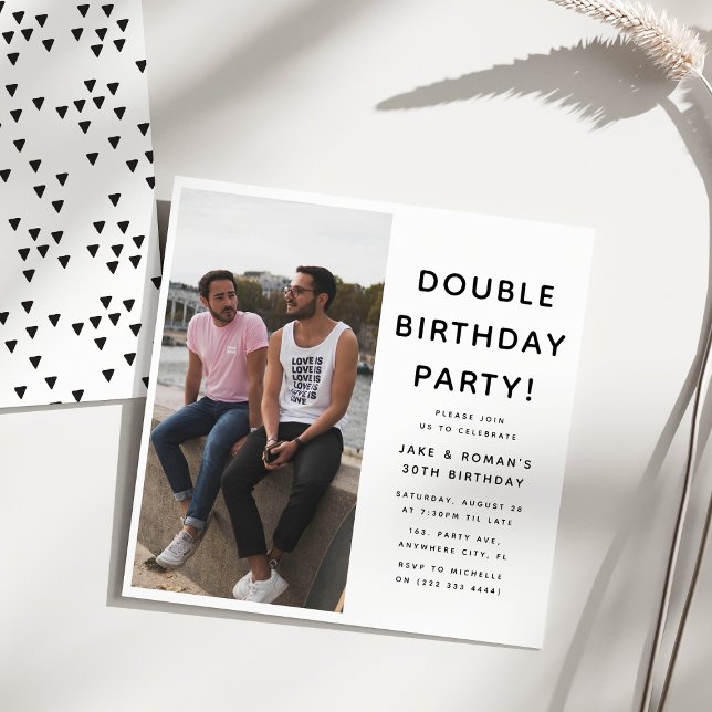 Invitation Photo moderne Double Anniversaire Fête Anniversair (Créateur téléchargé)